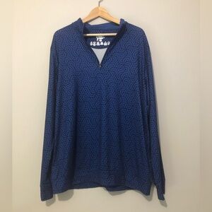 Tailorbyrd Quick Dry Men’s XL SPF 30 Blue Geometric Long Sleeve Golf Pullover